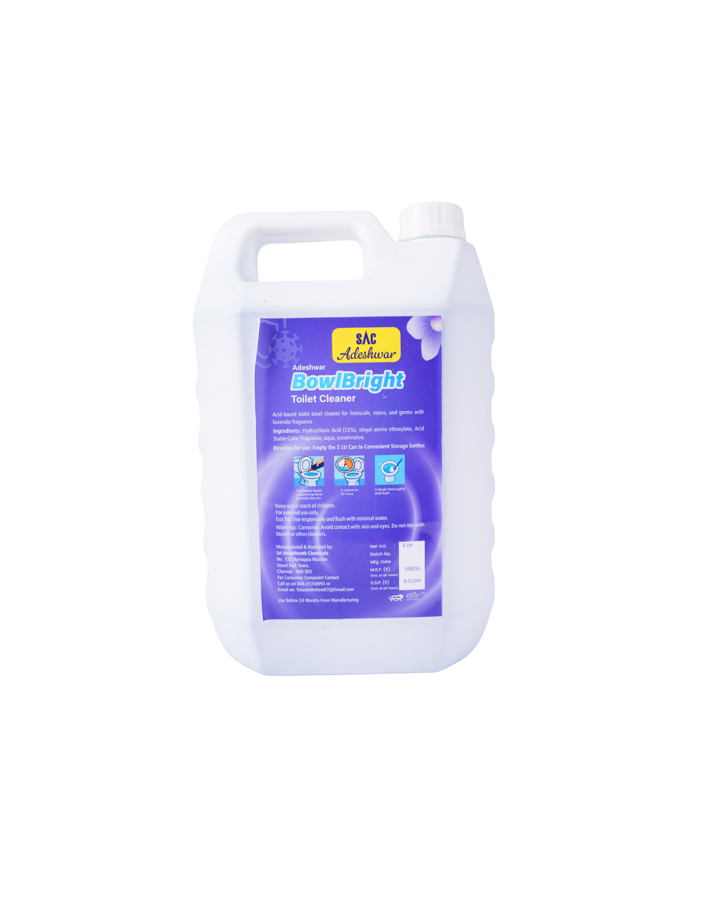 Sri Ananthnath Chemicals Toilet Bowl Cleaning Solution for hygienic and sparkling clean toilets.