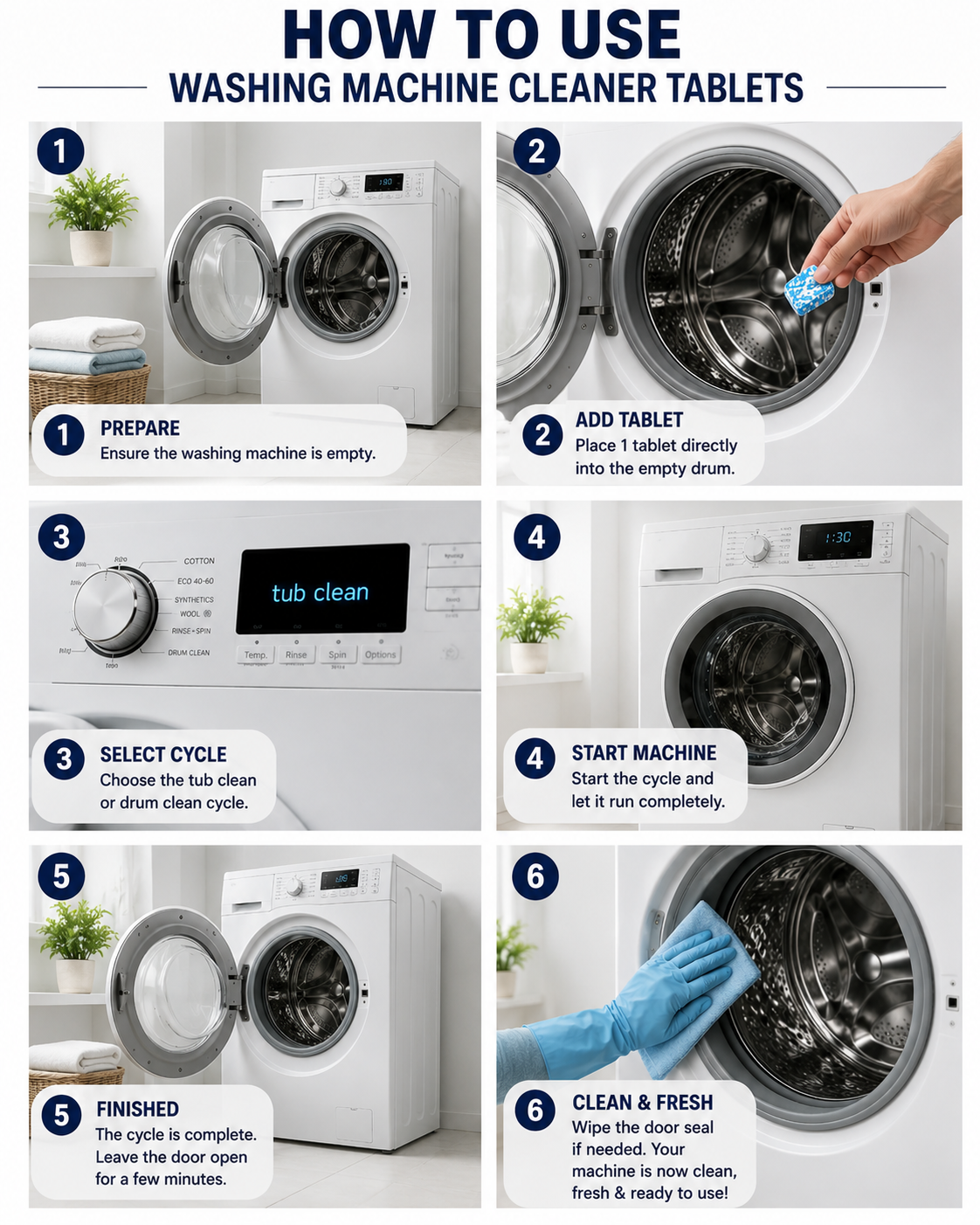Washing Machine Drum Cleaner Tablets 12 Tablets